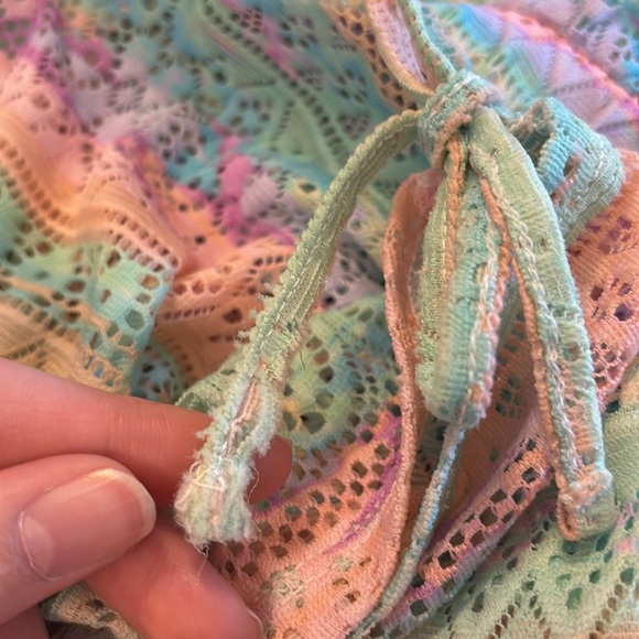 Victoria’s Secret Pastel Pink Blue Lace Swimsuit Coverup Strapless Romper Small - Picture 7 of 7